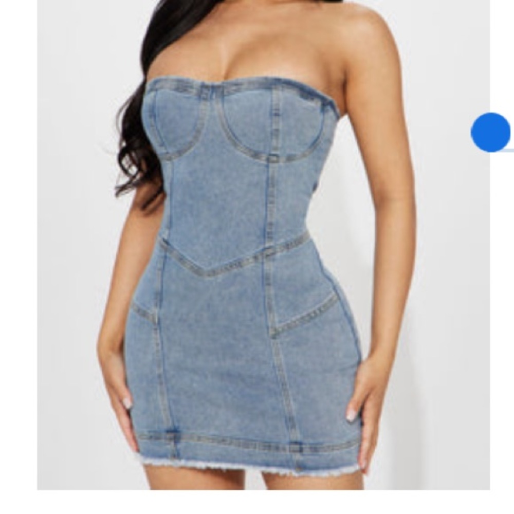 Fashion Nova Leena Denim Mini Dress - Light Wash